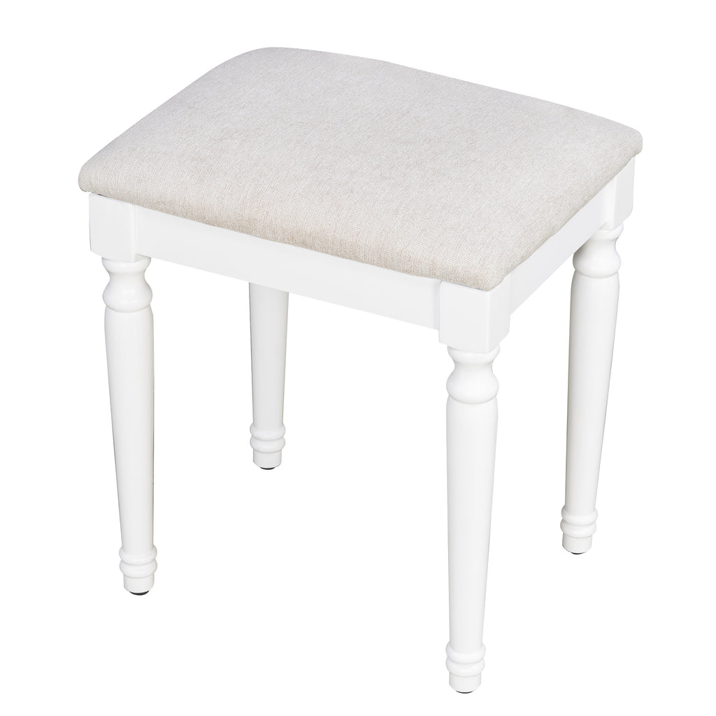 44.37 ' Makeup Vanity Desk with 13 Hollywood Bulbs and 3 Lighting Modes, Dressing Table with Tri-Fold Mirror   Large Vanity Table with 5 Drawers and Shelves and  Charging Station for Bedroom, White - Grand Goldman Shop