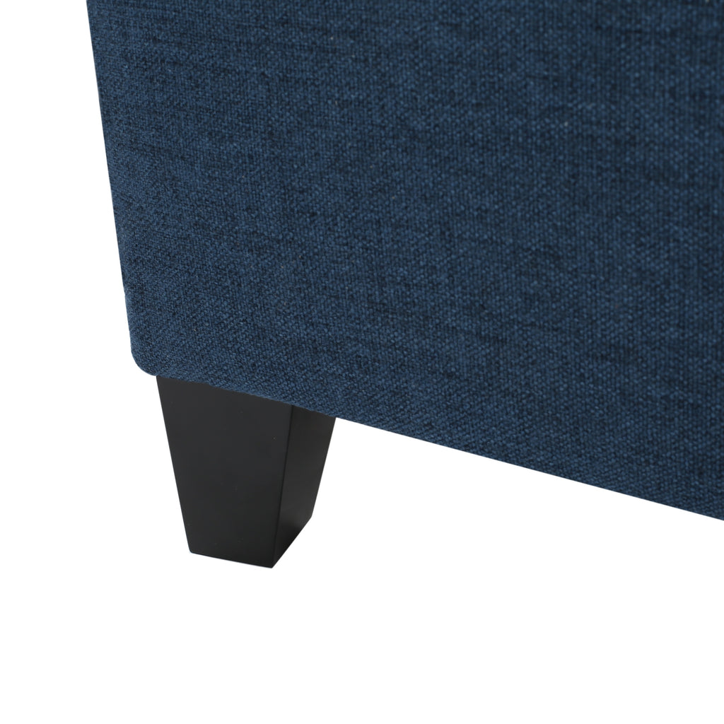 GLOUSTER Contemporary Storage Ottoman V2 with Button Tufted Design in Navy Blue Fabric, 51 Inch - Grand Goldman Shop