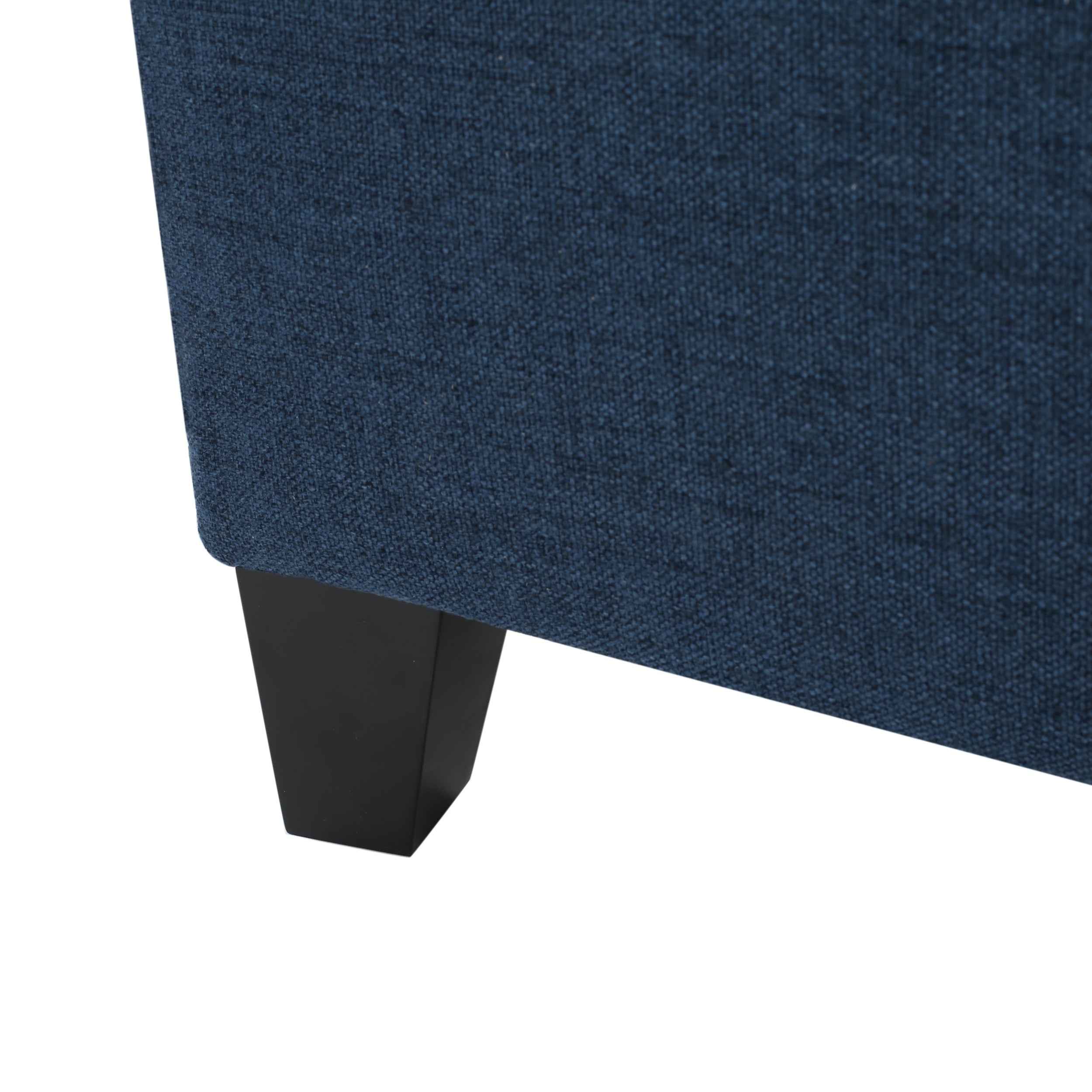 GLOUSTER Contemporary Storage Ottoman V2 with Button Tufted Design in Navy Blue Fabric, 51 Inch - Grand Goldman Shop
