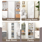 White Metal Adjustable 2-Door Storage Cabinet with Powder-Coated Steel, Tall Kitchen Pantry Cabinet with Adjustable Shelves f