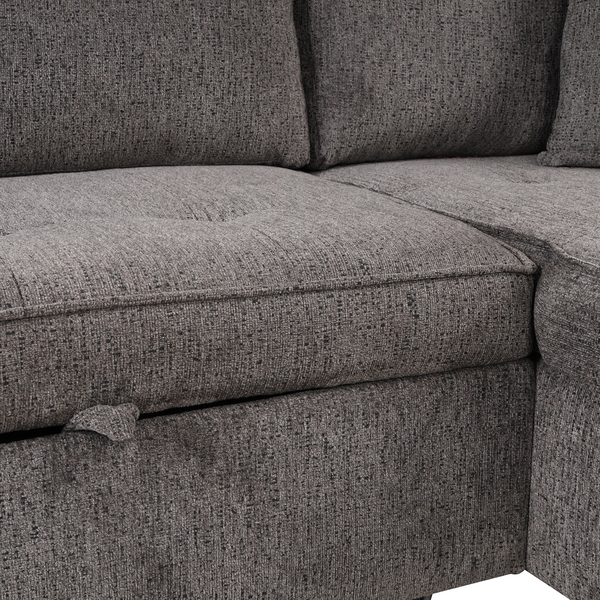 104.5' Modern L-Shape 3 Seat Reversible Sectional Couch, Pull Out Sleeper Sofa with Storage Chaise and 2 Stools for Living Room Furniture Set,Knox Charcoal (old sku:SG000431AAA) - Grand Goldman Shop