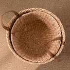 Isidore Water Hyacinth Woven Round Multi Use Storage Basket - 15.7' x 15.7' x 11.8' - Natural Brown - Grand Goldman Shop