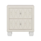 Elegant Velvet Nightstand with 2 Drawers and Crystal Handle, Storage Bedside Table with Button-Tufted, Beige - Grand Goldman Shop