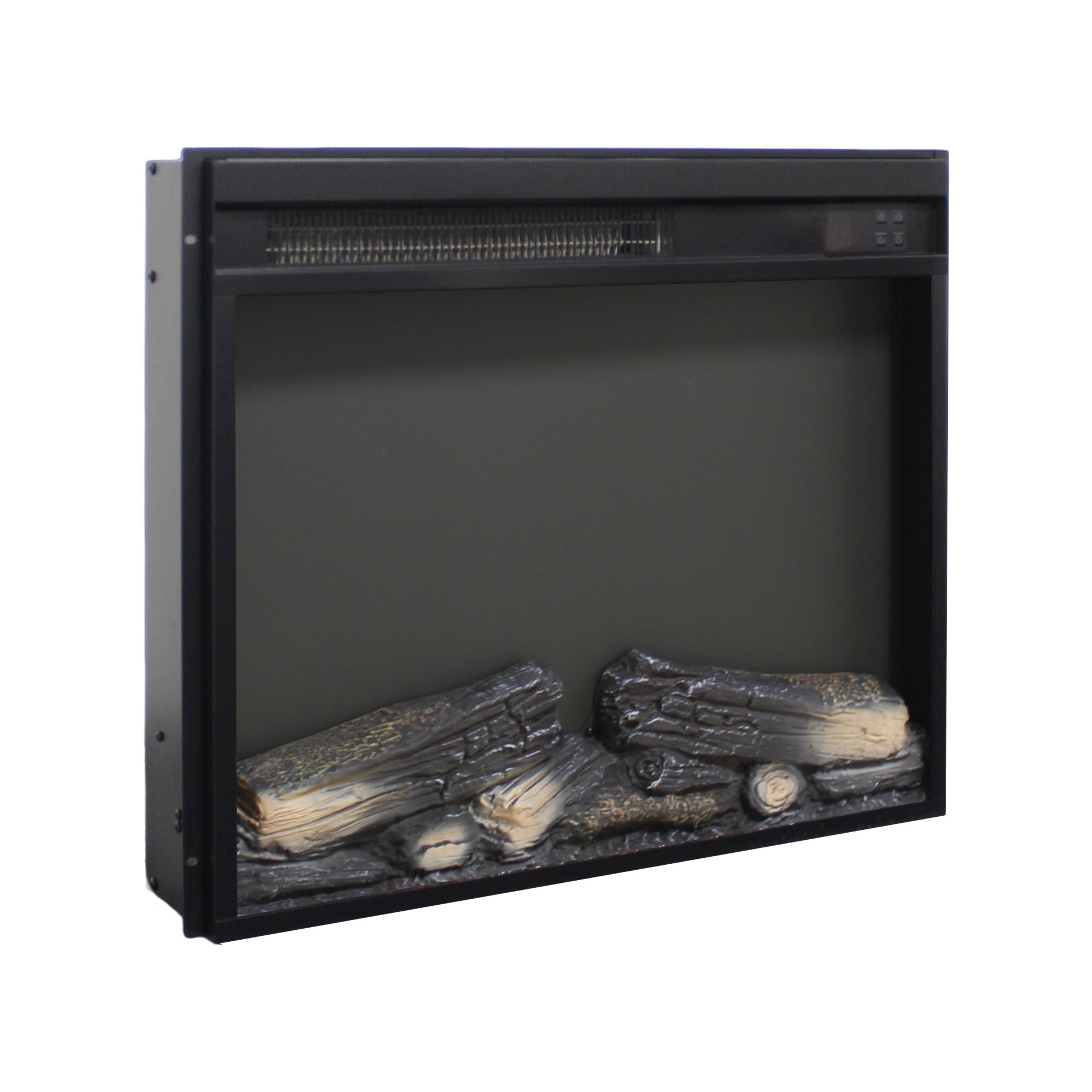 23 inch electric fireplace insert, ultra thin heater with log set & realistic flame, remote control with timer, overheating protection - Grand Goldman Shop