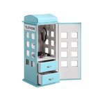 11.5' Tall Leather Jewelry Box, British Telephone Design, Pastel Blue - Grand Goldman Shop