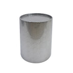 Modern Round Accent Table with Hammered Surface in Silver Iron Frame - Grand Goldman Shop