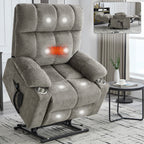 Brown Dual Motor Infinite Position Up to 350 LBS Chenille Power Lift Recliner Chair, Heavy Duty Motion Mechanism with 8-Point Vibration Massage and Lumbar Heating, Dual Cup Holders - Grand Goldman Shop