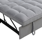 Modern Velvet Loveseat Futon Sofa Couch with Pullout Bed, Adjustable Backrest, Toss Pillows, Light Gray - Grand Goldman Shop