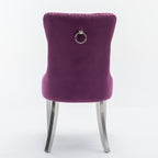 Nikki Collection Modern, High-end Tufted Solid Wood Contemporary Velvet Upholstered Dining Chair with Chrome Stainless Steel Plating Legs,Nailhead Trim,Set of 2,Purple and Chrome, SW1701PP - Grand Goldman Shop