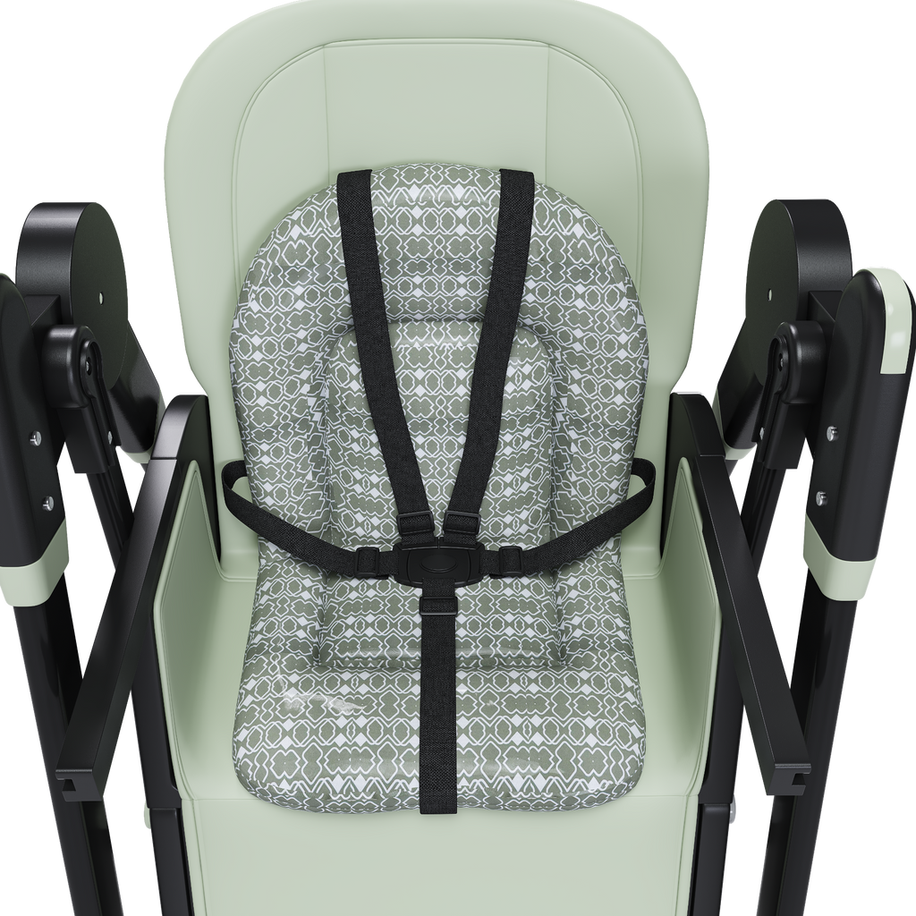 Convertible Baby High Chair to Rocker with 5-Point Harness, Foldable Infant Feeding Chair in Dark Green with Removable 2-Tier