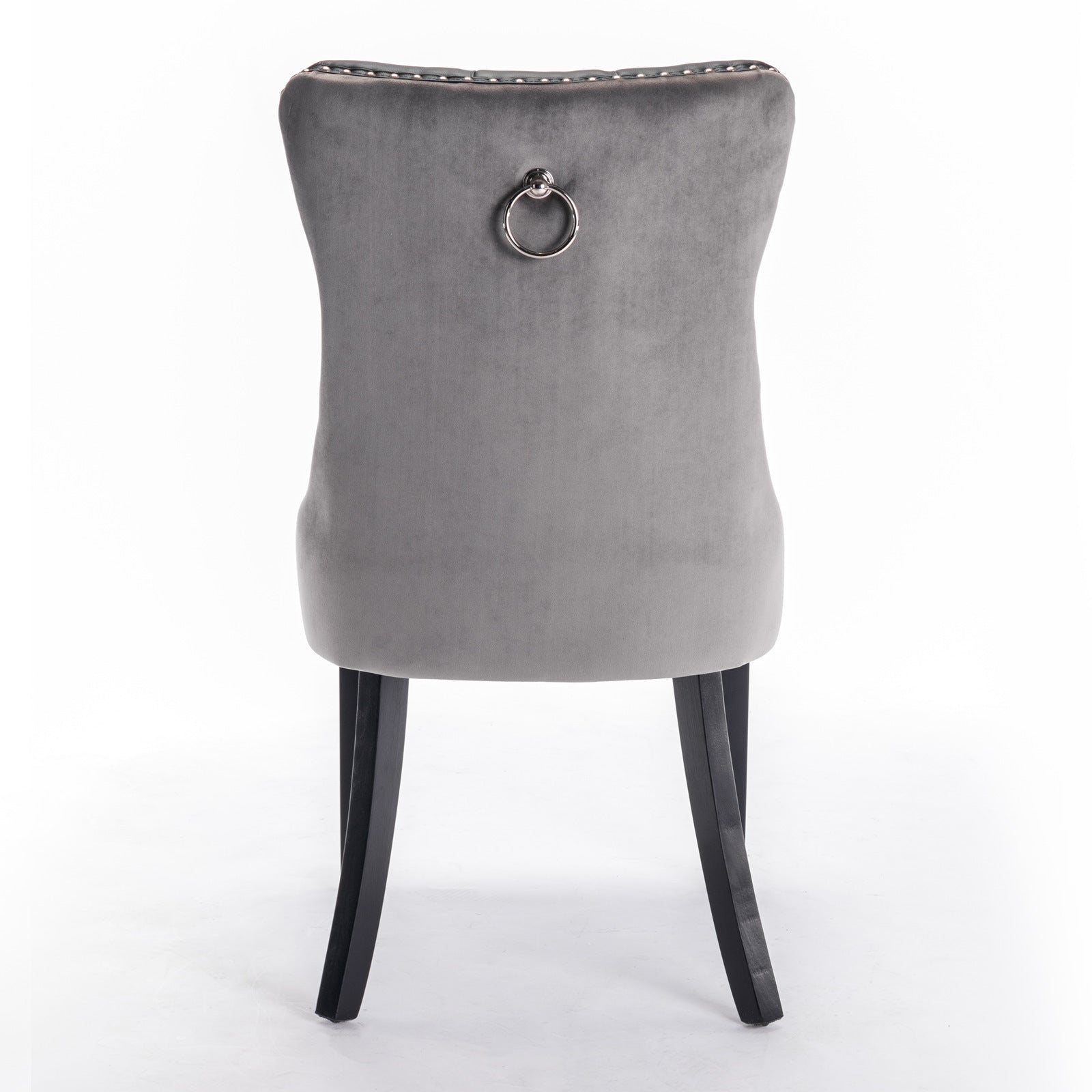 A&A Furniture,Nikki Collection Modern, High-end Tufted Solid Wood Contemporary PU and Velvet Upholstered Dining Chair with Wood Legs Nailhead Trim  2-Pcs Set，Black+Gray, SW2101BG - Grand Goldman Shop