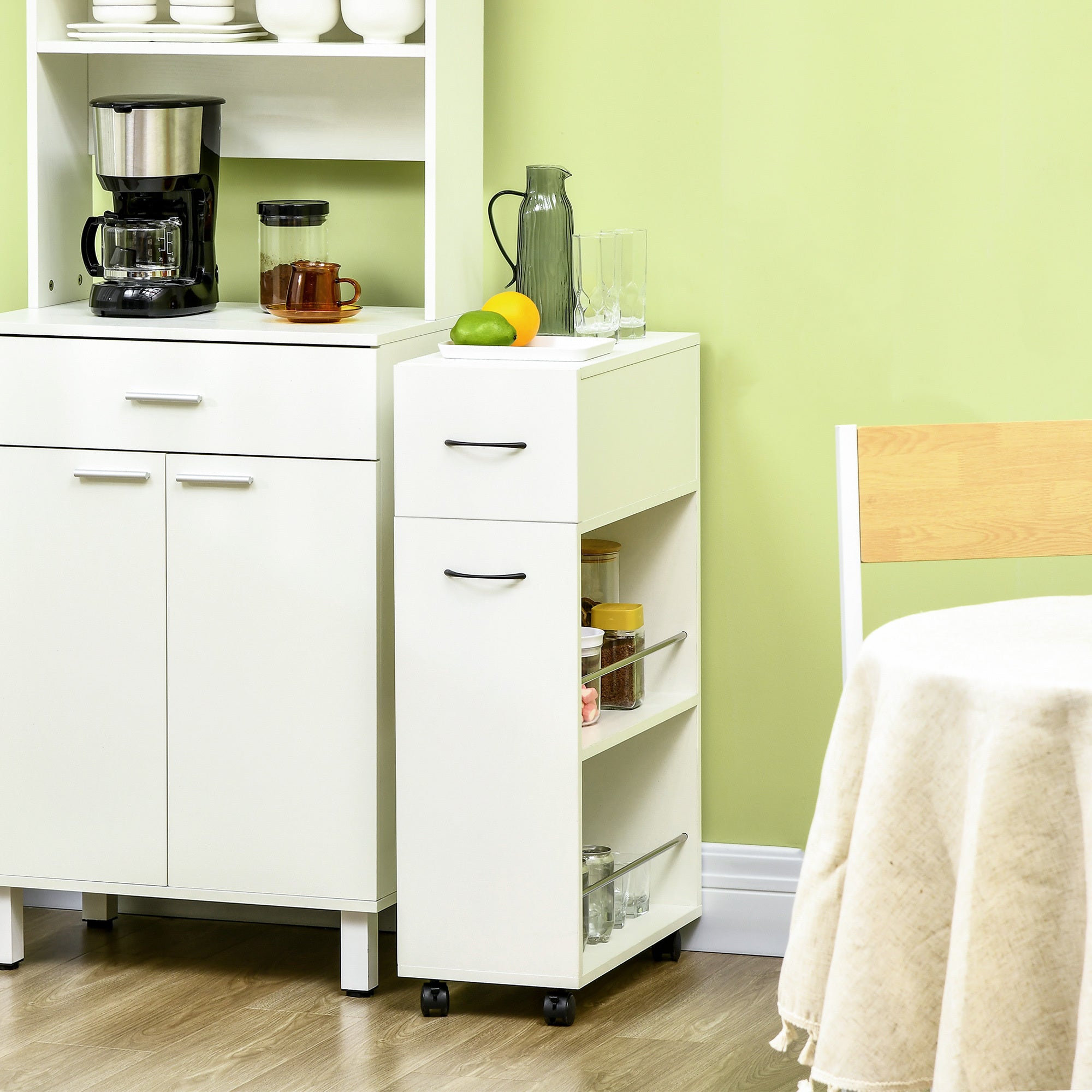 HOMCOM 3- tier Slim Storage Cart, Rolling Narrow Kitchen Cart on Wheels for Small Place, Slide Out Side Utility Cart for Bathroom, Laundry - Grand Goldman Shop