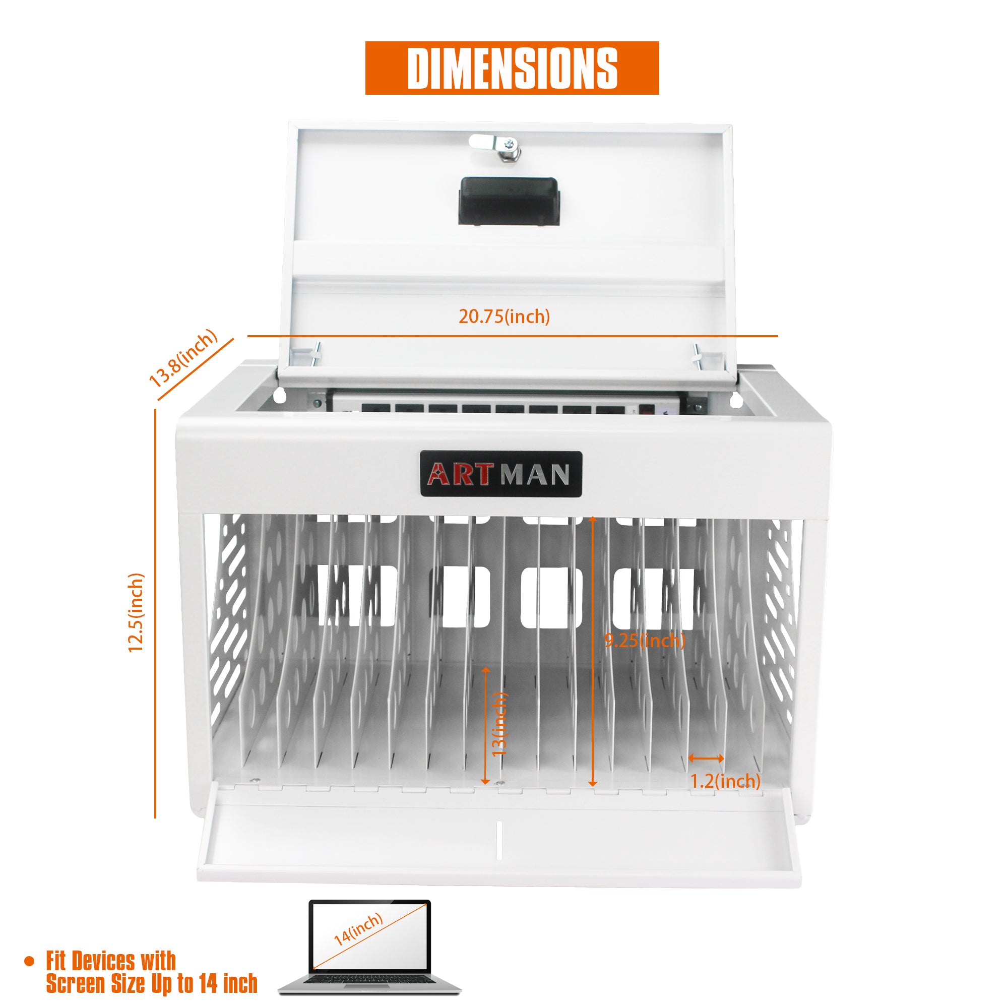 Stylish 16 Bay Charging Cabinet for Laptop, Chromebook, Locking Charging Station-White - Available at Grand Goldman