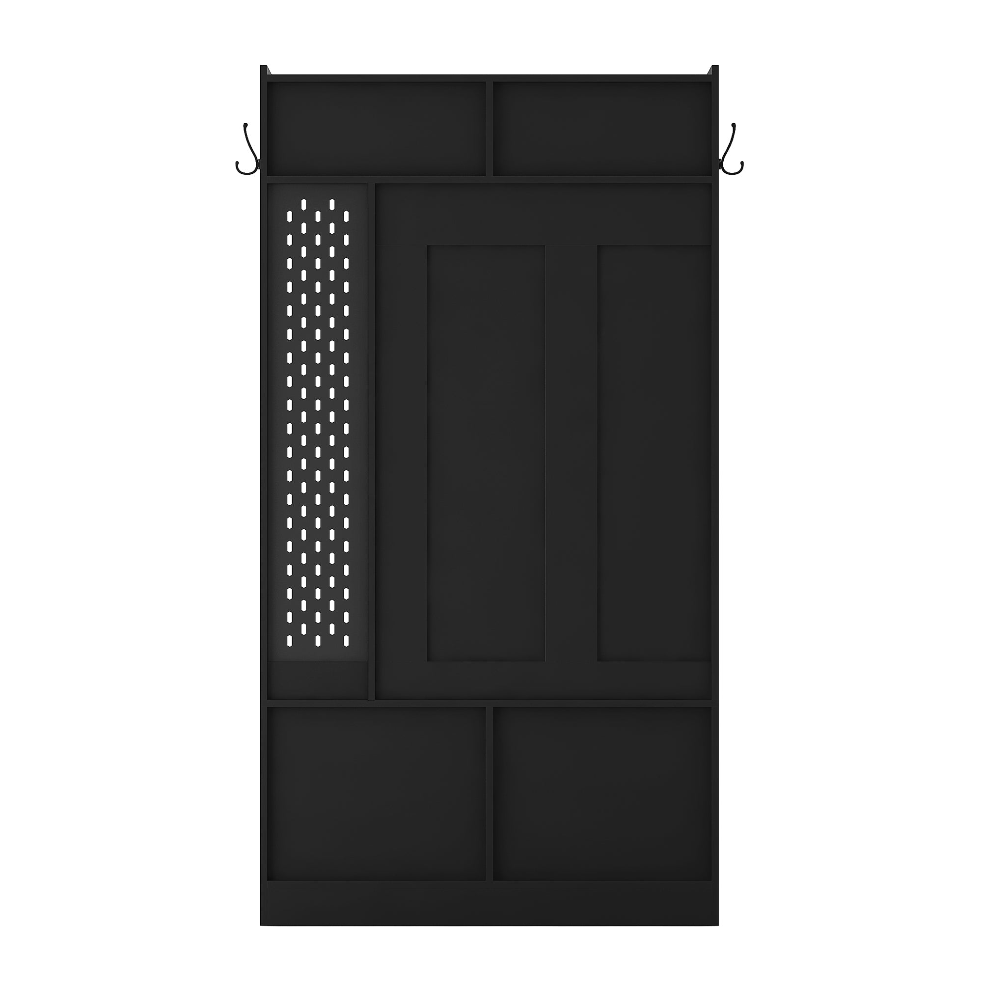 Hall Tree with 6 Hooks,Coat Hanger, Entryway Bench, Storage Bench,for Entrance, Hallwa,black - Grand Goldman Shop