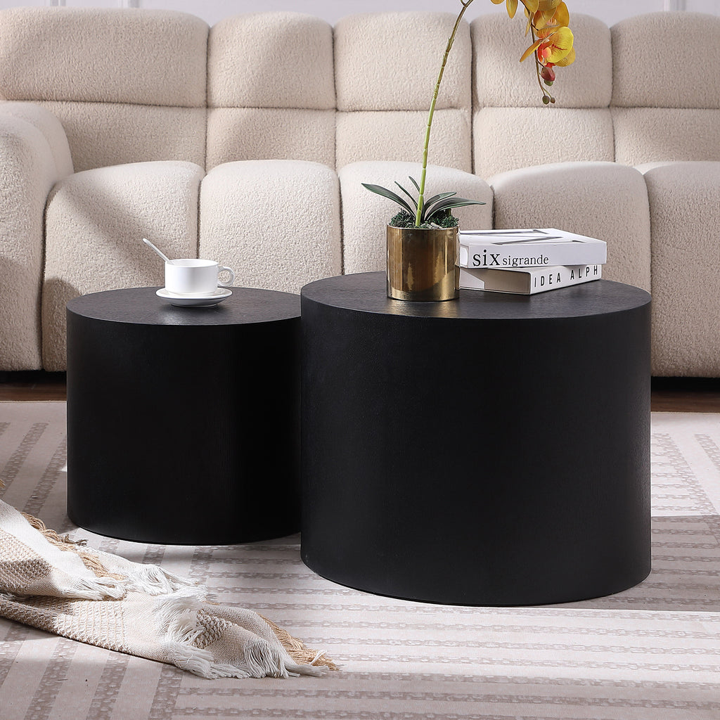 MDF with ash/oak/walnut veneer side table/coffee table/end table/nesting table set of 2 for living room,office,bedroom Black - Grand Goldman Shop