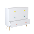 Kids 3 Drawer Dresser, White Nursery Storage Cabinet with Anti-Tip Safety Feature, Solid Wood and MDF Construction, Compact D
