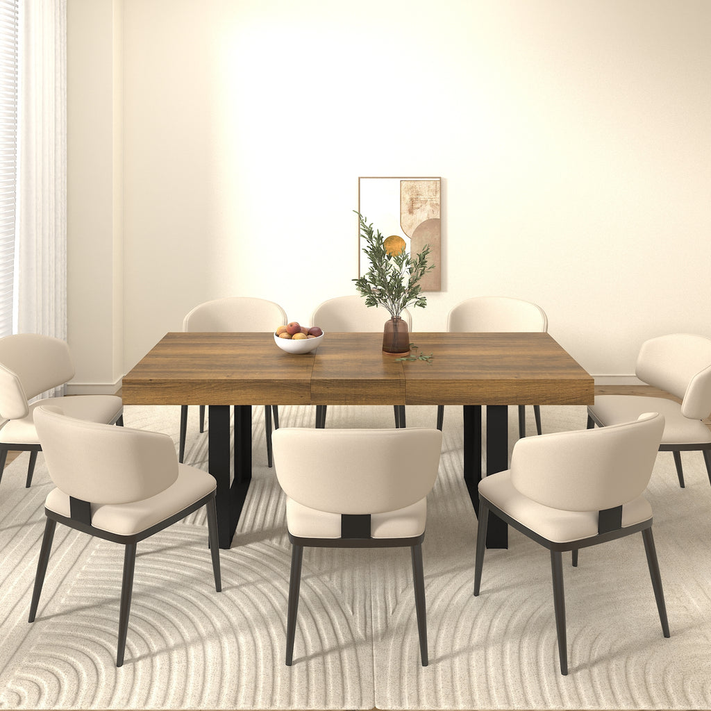 Rectangle extendable dining table for 6-10 people aged effect wood and black 160-200 cm - Grand Goldman Shop