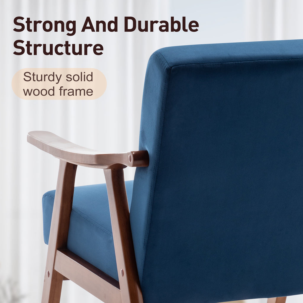 Mid-Century Modern Wingback Accent Chair with Solid Wood Frame and Extra-Thick Backrest – Lounge Chair for Living Room, Bedroom, or Reading Room - Grand Goldman Shop