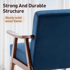 Mid-Century Modern Wingback Accent Chair with Solid Wood Frame and Extra-Thick Backrest – Lounge Chair for Living Room, Bedroom, or Reading Room - Grand Goldman Shop