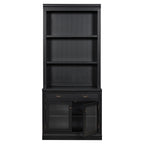 83.4'Tall Bookshelf with 3 pieces LED Lighting, Modern Bookcase with 2 Glass Doors and 1 Drawer,Storage Bookcase with Open Sh
