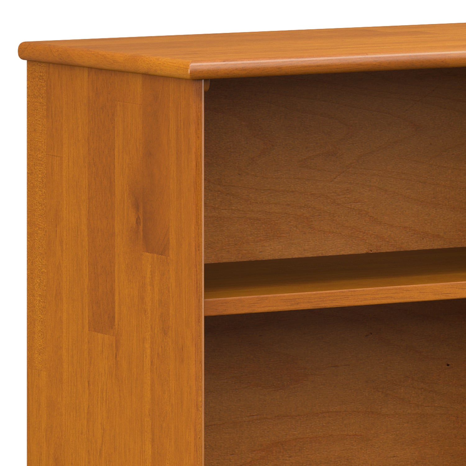 Draper Low Bookcase in Teak Brown: Mid-Century Modern Solid Wood Storage Unit with 4 Open Shelves, 14D x 64W x 30H - Grand Go