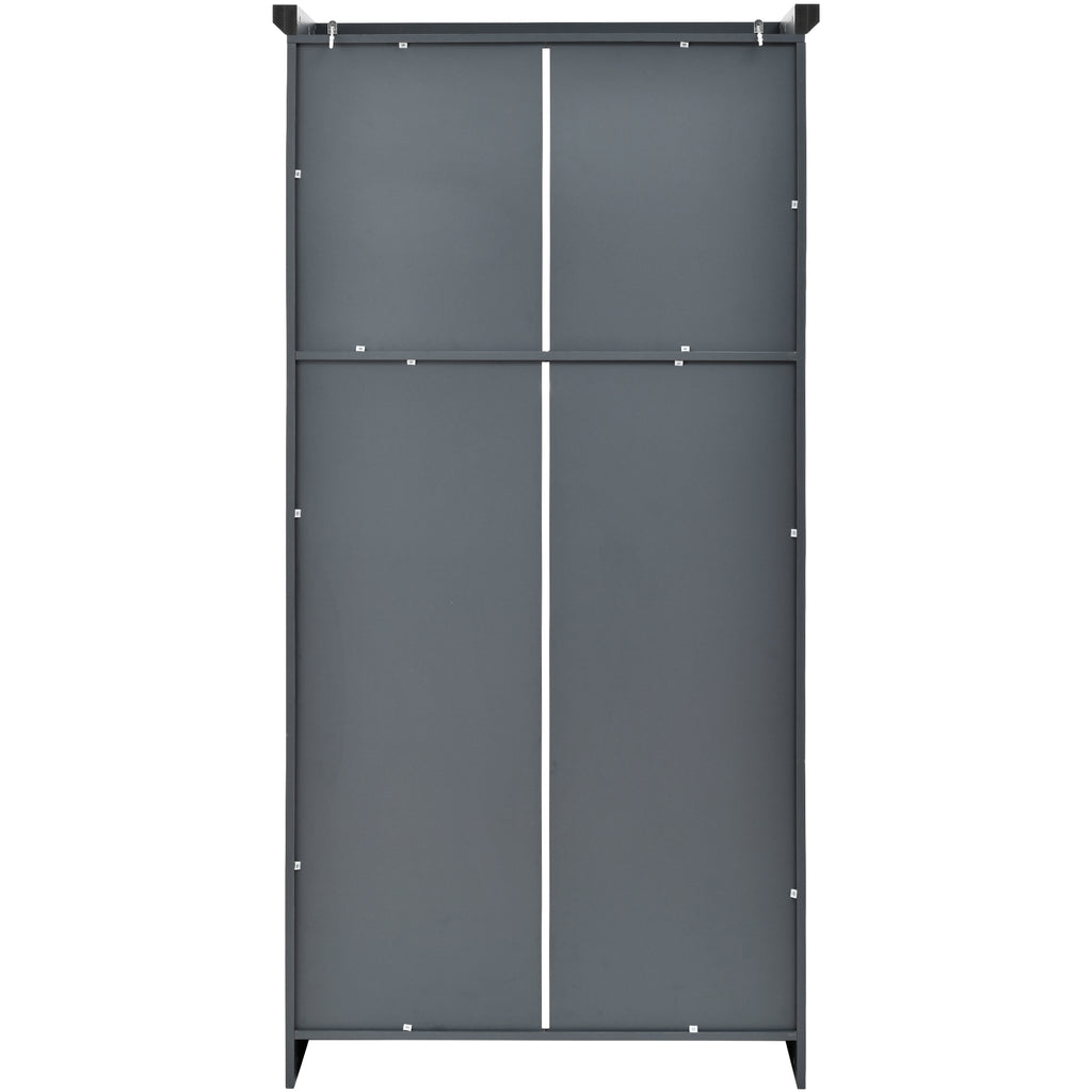 [Assembly Video Provided] TOPMAX 35.5x17.6x70.9inch Freestanding Kitchen Pantry Cabinet, Tall Storage Cabinet with 4 Doors, 2 Door Shelves, 8 Pull-out Trays and Adjustable Shelf for Dining Room, Gray - Grand Goldman Shop