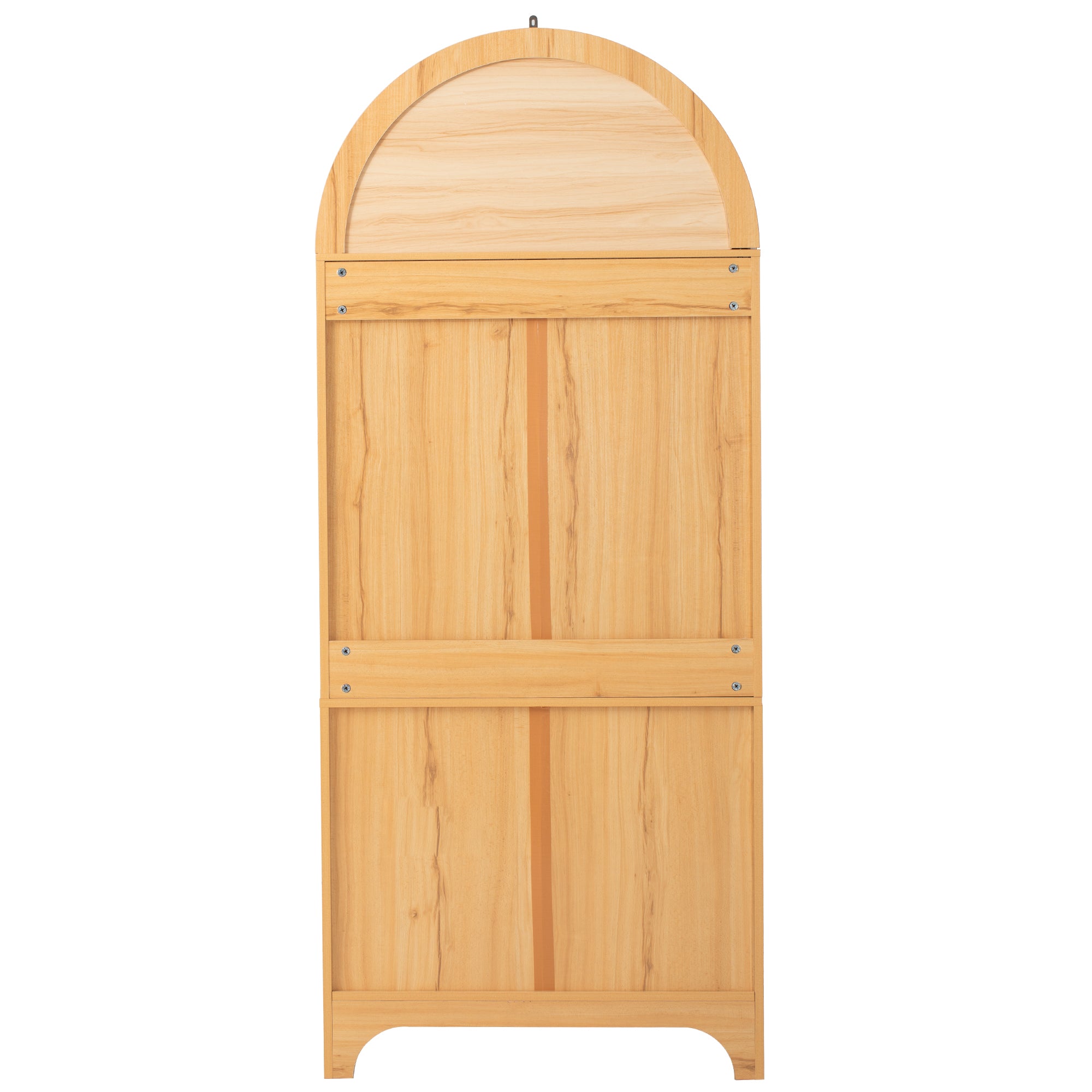 K&K 71' Tall Arched Kitchen Pantry Cabinet with Door Shelves, Farmhouse Kitchen Storage Cabinet with Open & Adjustable Shelves, Hidden Drawer & Glass Door, Cupboard for Kitchen, Dining Room, Natural - Grand Goldman Shop