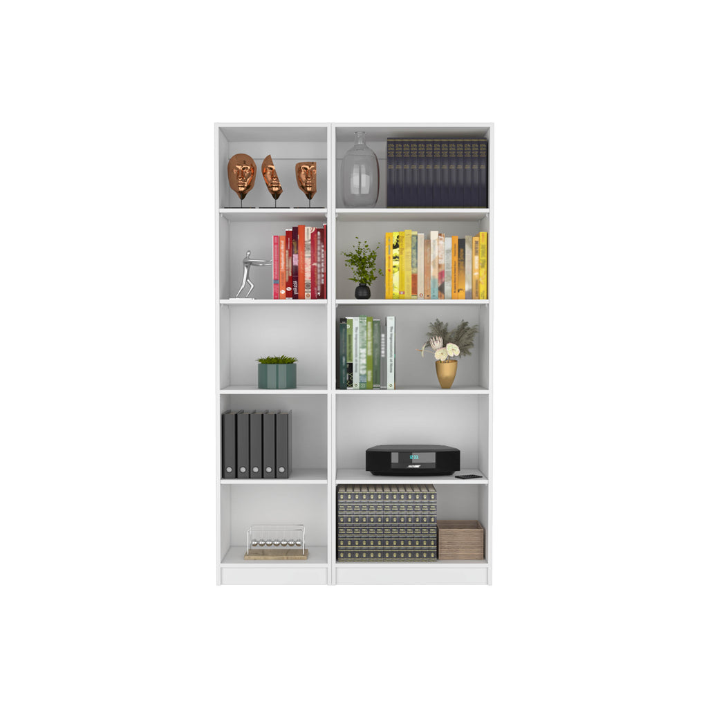 Kenyon 2 Piece Home Bookcase set, 42' Wide with 10 Shelves, Living Room Set White | Premium Home Decor - Grand Goldman