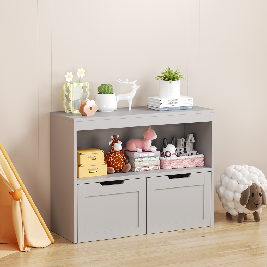 Book Organizer, toy Storage Cabinet Organizer, Gray | Premium Home Decor - Grand Goldman