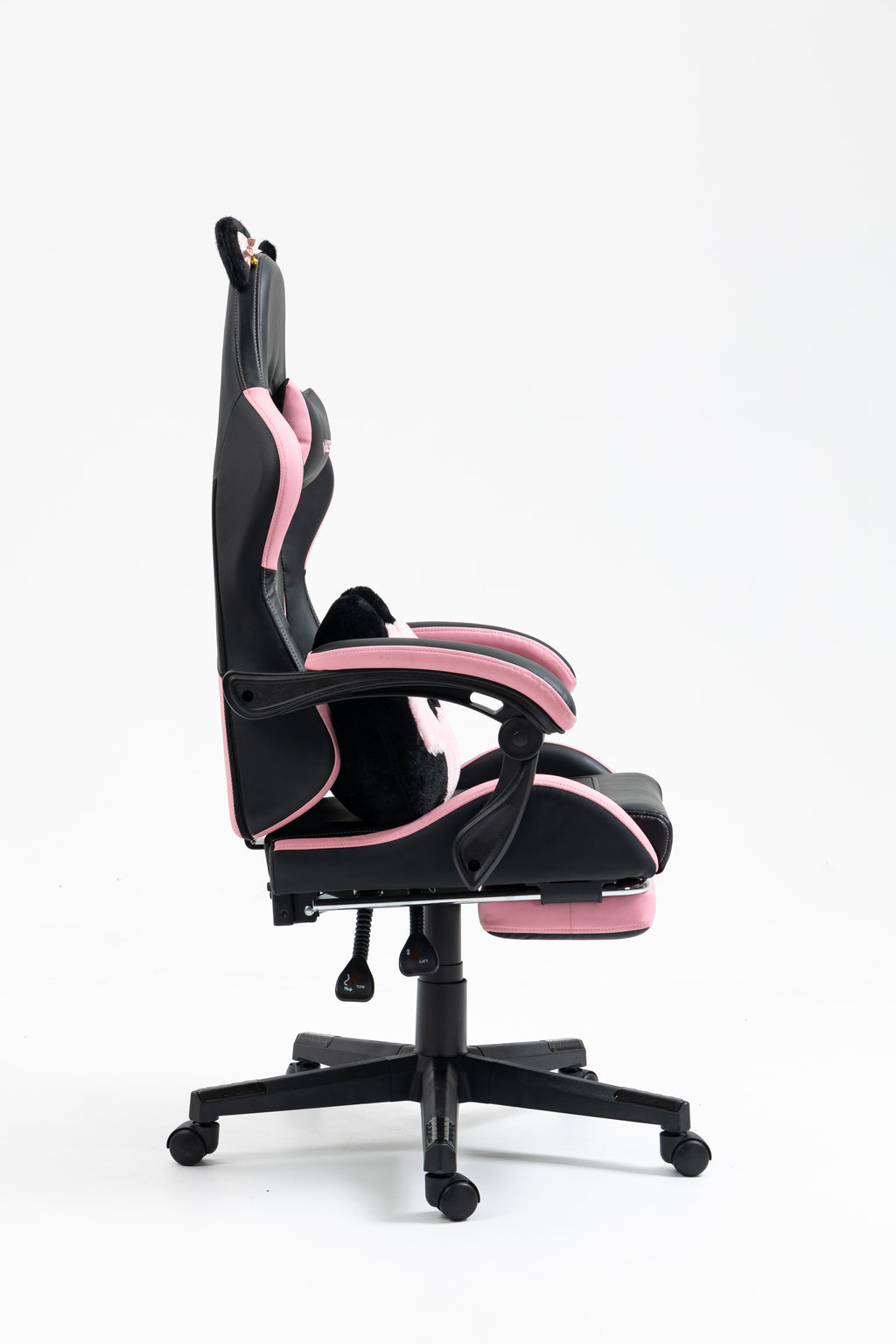 Cute Cat Gaming Chair with Paw Lumbar Cushion, PC Video Gamer Chair for Girl Teen Woman (Black) | Premium Home Decor - Grand 