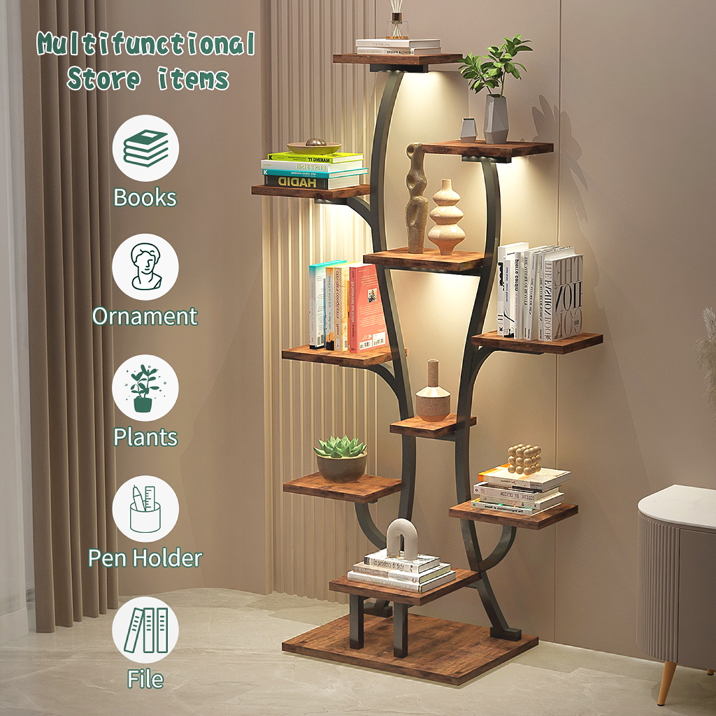 (Vase Shape) Plant Stand Indoor with Grow Lights, Indoor Plant Shelf, Metal Plant Flower Holder Stand, Vase Shape Plant Rack for Home, Patio, Plant Stand, Plant Stand Indoor - Grand Goldman Shop