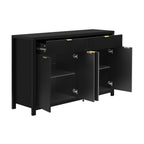 U_STYLE Modern 55.1'' Sideboard Buffet Cabinet with 2 Drawers & 4 Doors, Adjustable Shelves, Wave-Pattern Design, Aluminum Handles, Painted MDF, Scandinavian Storage for Dining Room, Living Room - Grand Goldman Shop