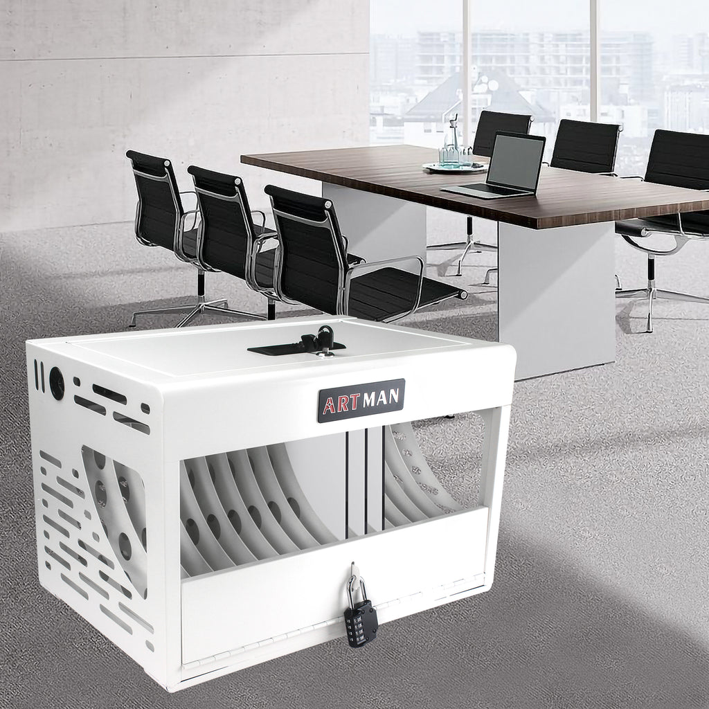 16 Bay Charging Cabinet for Laptop, Chromebook, Locking Charging Station-White - Shop Quality Furniture at Grand Goldman