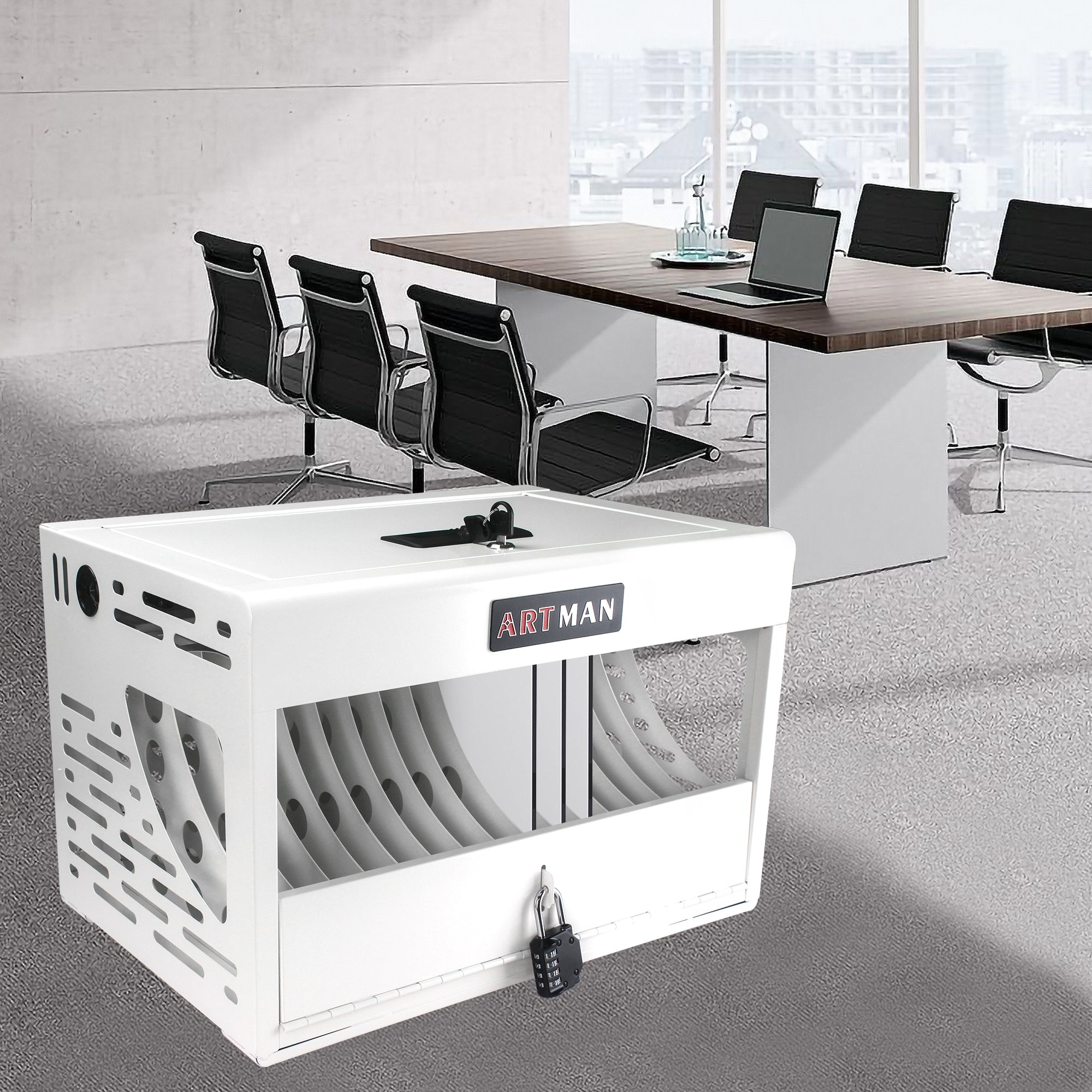 16 Bay Charging Cabinet for Laptop, Chromebook, Locking Charging Station-White - Shop Quality Furniture at Grand Goldman