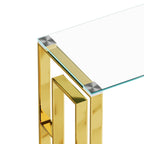 Console Table Stainless Steel Glass,Meal side table Golden Clear  bs-02 - Grand Goldman Shop