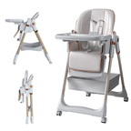 Adjustable Baby High Chair 0-6 Years – Portable Infant Feeding Seat with Safety Belt, Silent Lockable Wheels, White - Grand Goldman Shop