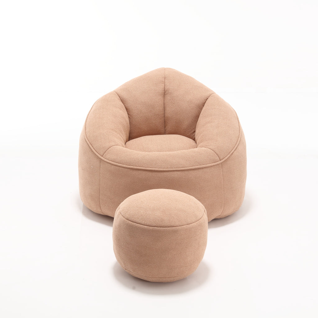 Bedding Bean Bag Sofa Chair with High-Pressure Foam and Footrest, Tan Microfiber - Grand Goldman Shop