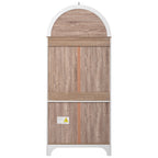 K&K 71' Tall Arched Kitchen Pantry Cabinet with Door Shelves, Farmhouse Kitchen Storage Cabinet with Open & Adjustable Shelves, Hidden Drawer & Glass Door, Cupboard for Kitchen, Dining Room, White - Grand Goldman Shop