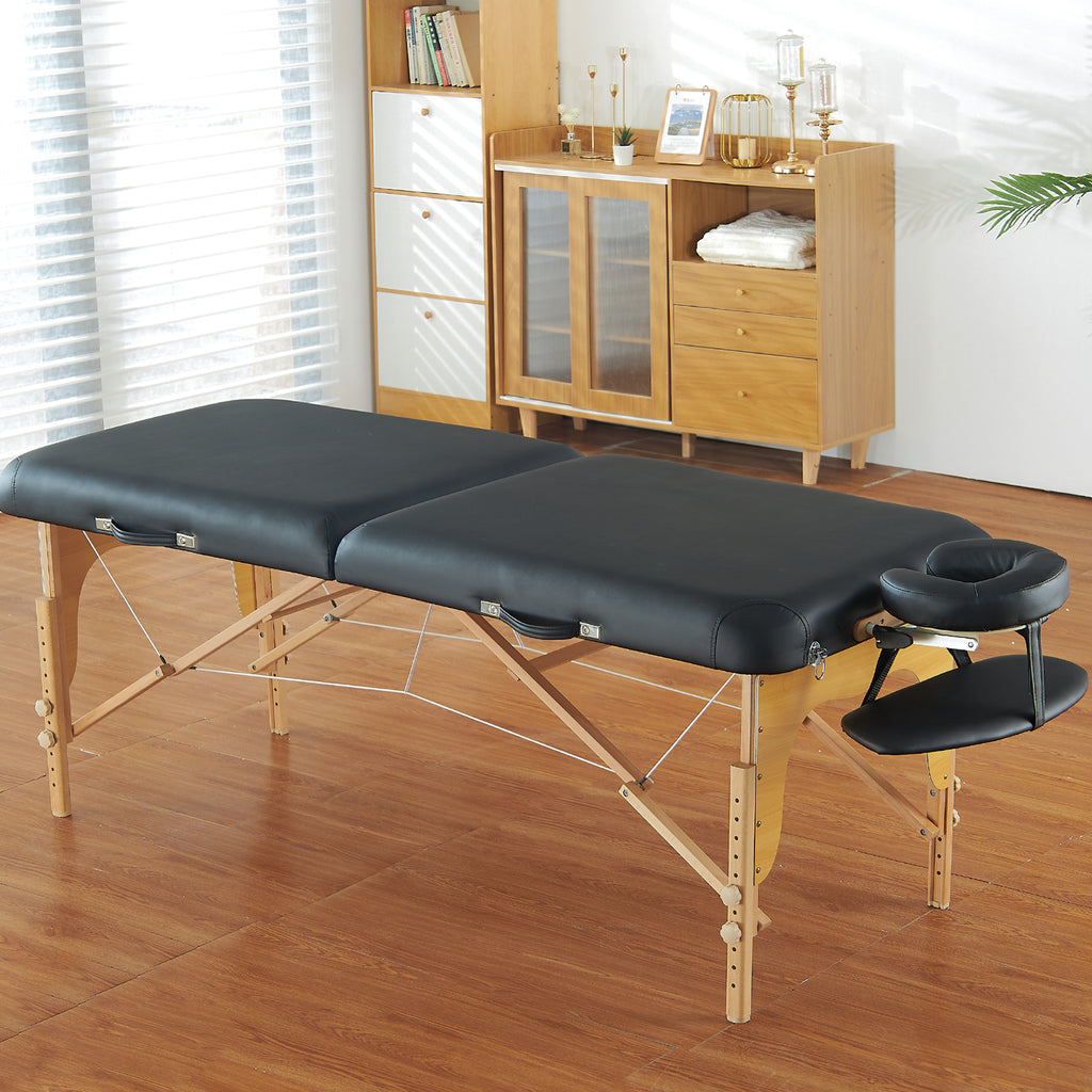 Professional Wide Massage Table 30' W, Heavy Duty Folding Massage Table,  8-Level Height Adjustable Facial Salon Tattoo Bed, 