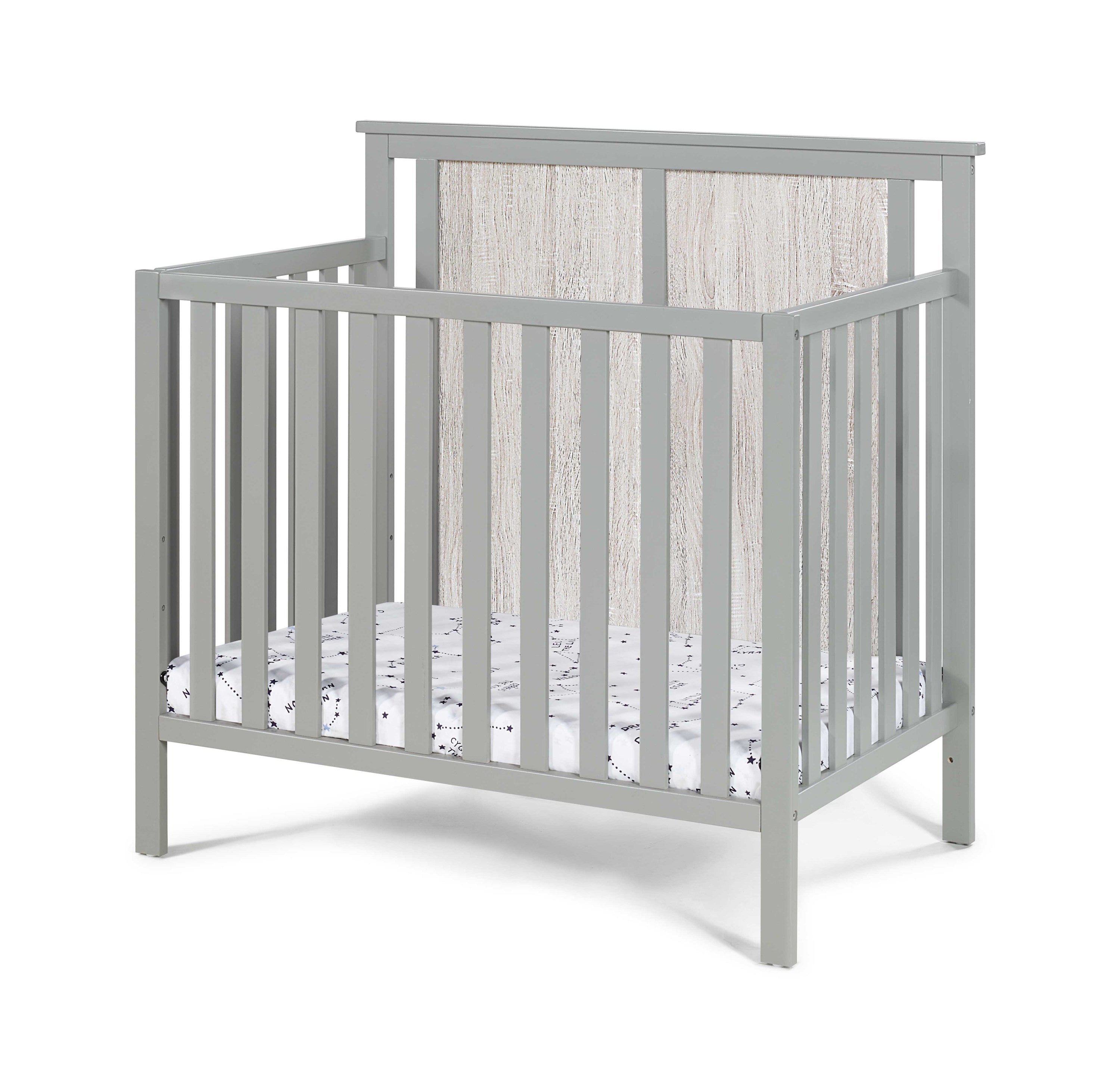 Connelly Mini Crib With Mattress Pad Gray/Rockport Gray - Grand Goldman