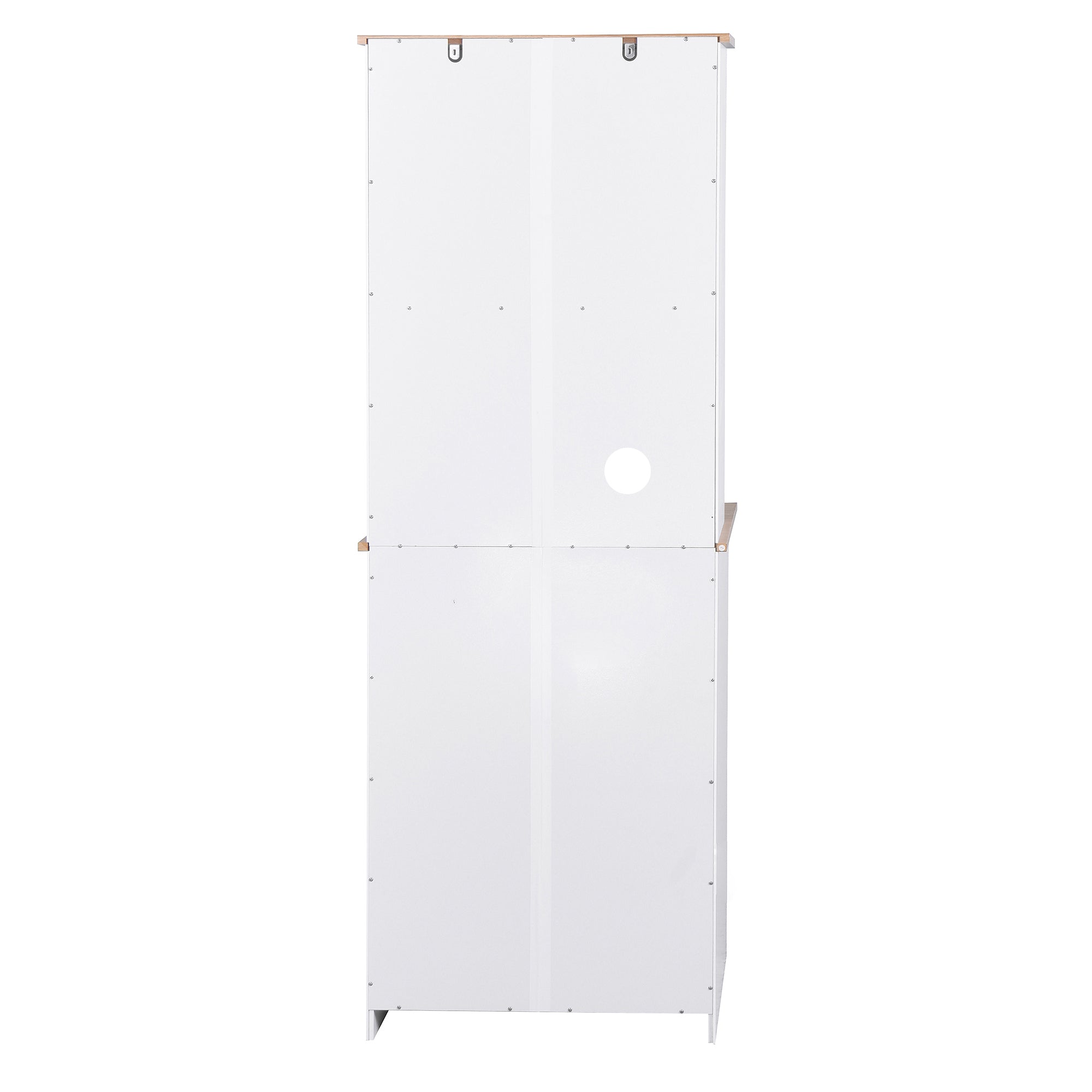 Wooden Kitchen Cabinet White Pantry Room Storage Microwave Cabinet with Framed Glass Doors and Drawer - Grand Goldman Shop