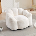 Lotus Style Compression Sofa Adult Bean Bag with Pull Ring, White Plush, 43.7 x 39.76 x 26.77 inches, No Installation Required - Grand Goldman Shop