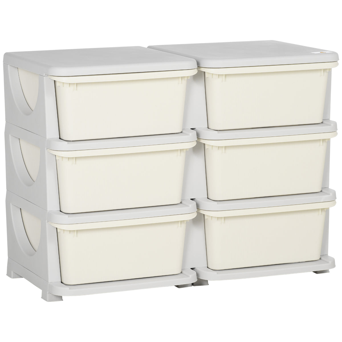 Qaba 3 Tier Kids Storage Unit, 6 Drawer Chest Toy Organizer Plastic Bins for Kids Bedroom Nursery Kindergarten Living Room fo
