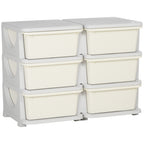 Qaba 3 Tier Kids Storage Unit, 6 Drawer Chest Toy Organizer Plastic Bins for Kids Bedroom Nursery Kindergarten Living Room fo