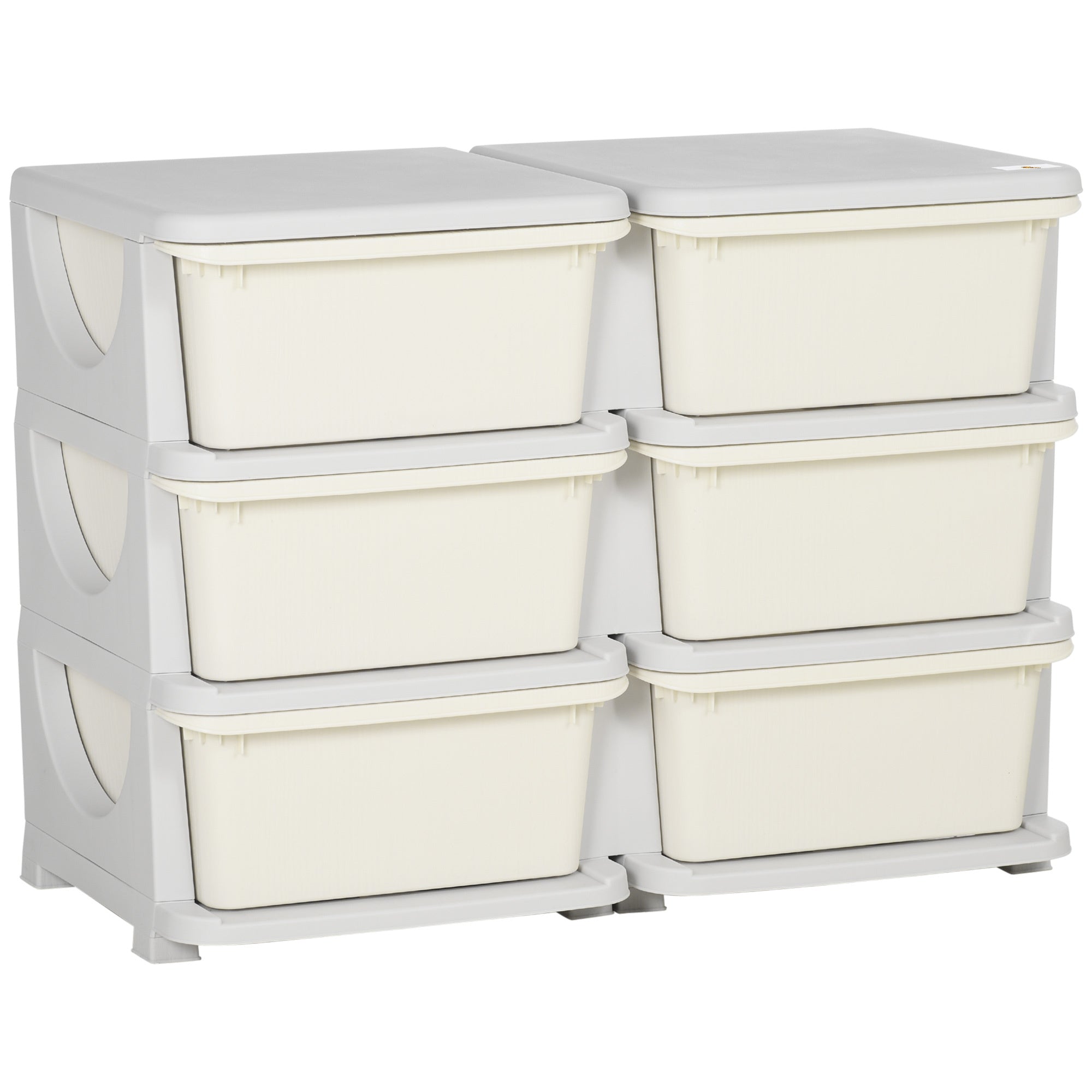 Qaba 3 Tier Kids Storage Unit, 6 Drawer Chest Toy Organizer Plastic Bins for Kids Bedroom Nursery Kindergarten Living Room fo