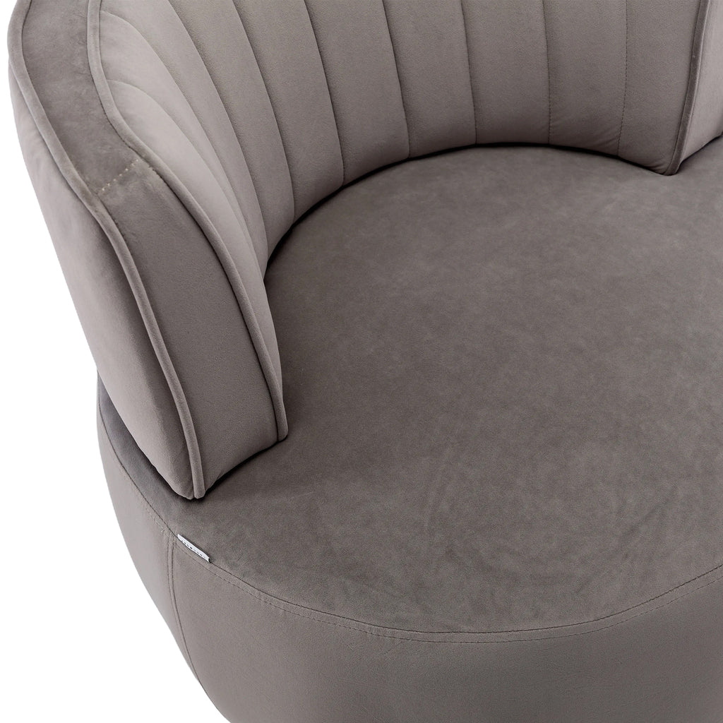 Swivel Barrel Chair, Round Armchairs with Fluffy Velvet, 360 Degree Swivel, Gray, 25.20'' x 25.59'' x 26.38'' - Grand Goldman Shop