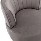 Swivel Barrel Chair, Round Armchairs with Fluffy Velvet, 360 Degree Swivel, Gray, 25.20'' x 25.59'' x 26.38'' - Grand Goldman Shop