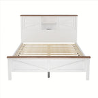 3-Pieces Bedroom Sets Queen Size  Farmhouse Platform Bed with Double Sliding Door Storage Headboard, Storage Nightstand and Dresser, White+Brown(Old SKU HL000092AAK) - Grand Goldman Shop