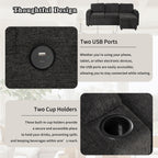 Black Convertible L-shaped Sofa Couch with Storage, Cup Holders, USB Ports, Chenille Fabric, 83.5' - Grand Goldman Shop