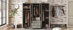 6-Doors Wooden Wardrobe Storage for Bedroom, with Big Drawers, Gray - Grand Goldman Shop